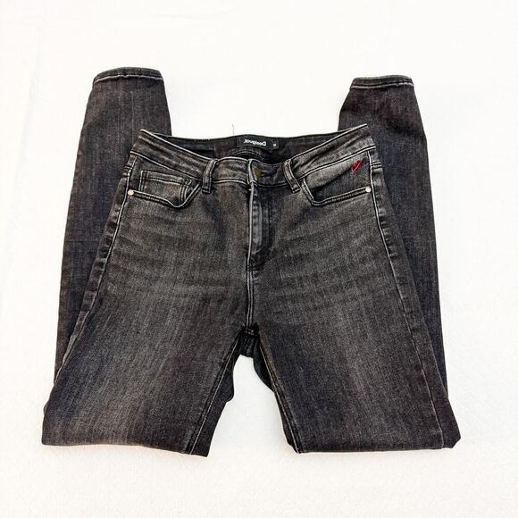 Desigual Slim Push-up Jeans Black Denim Skinny Size 38 - Picture 3 of 9